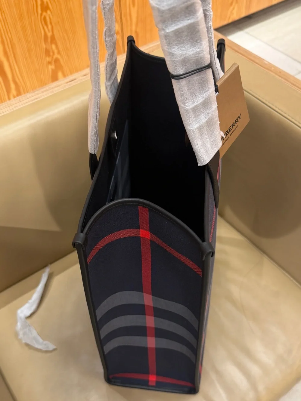 Burberry blue checked print tote waterproof NEW